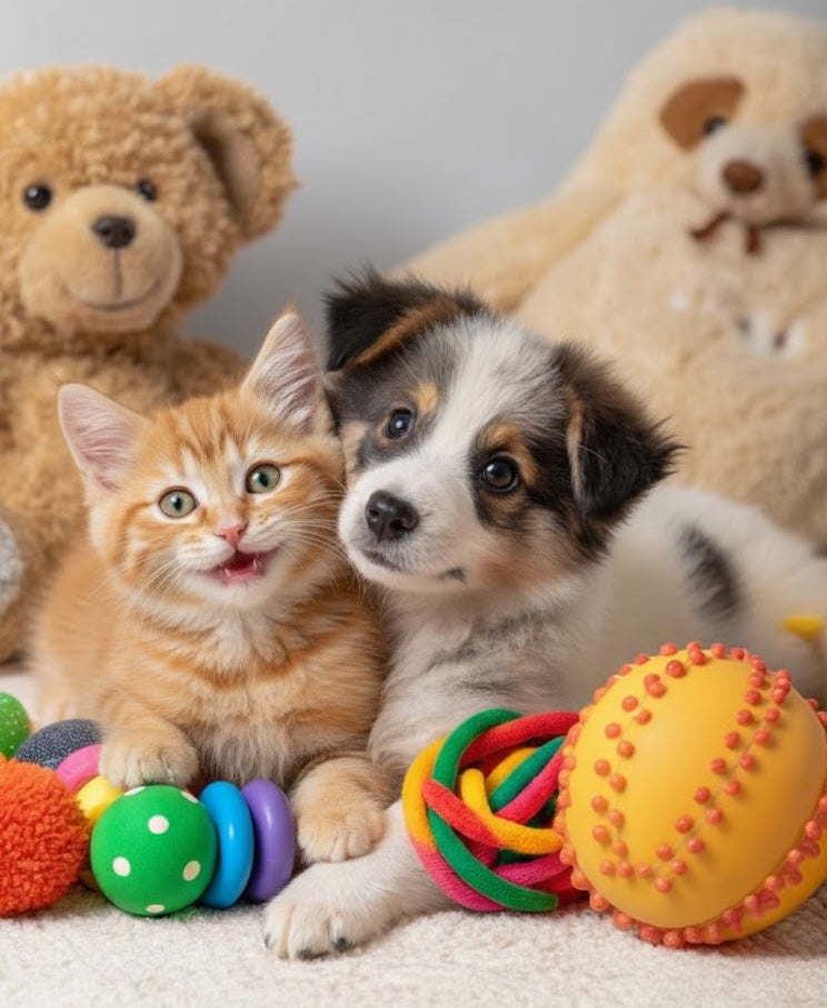 Interactive toys, chew toys, and puzzle games for dogs and cats