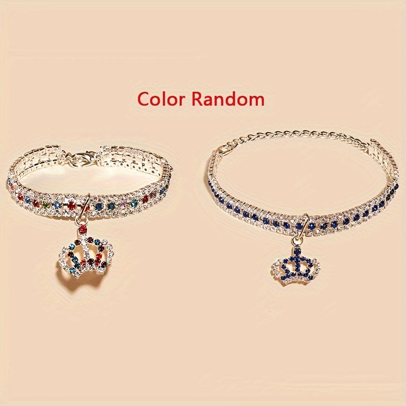 Rhinestone Crown Pet Necklace – Luxury Accessory
