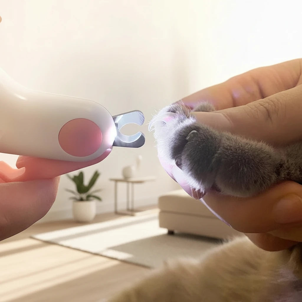 Pet nail trimmer with safety lock