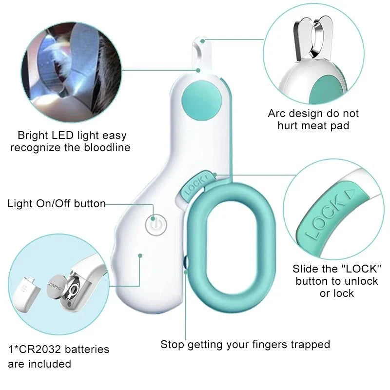 LED dog nail clipper grooming tool