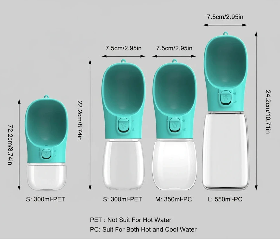 Teal pet water bottles Travel Dog Supplies
