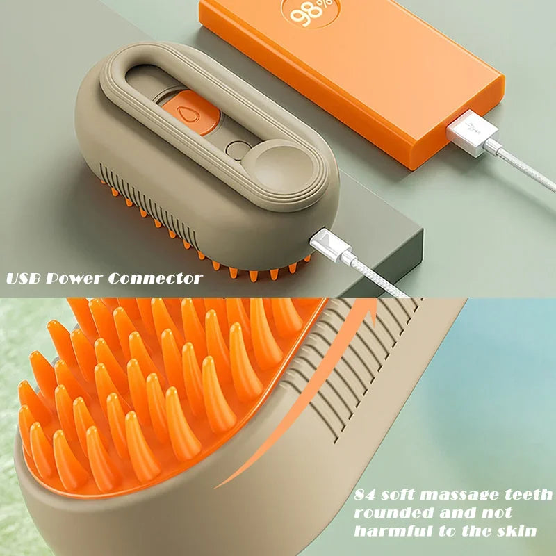 Steamy Pet Vaporizer Brush  | 3-in-1 Groom Tool