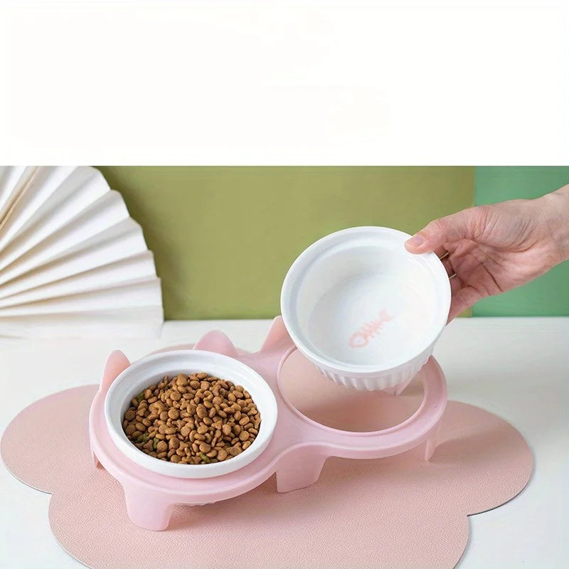 Pet Food and Water Bowl Set for Cats