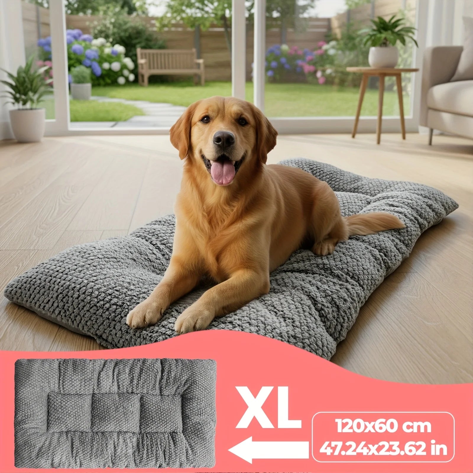 Extra-Large Pet Bed with Raised Edges & Pillow