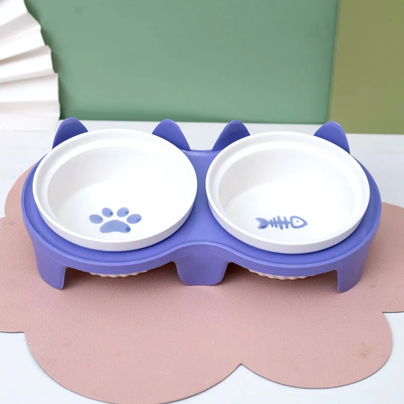 Pet Food and Water Bowl Set for Cats