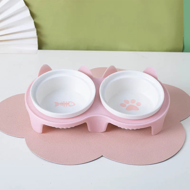 Pet Food and Water Bowl Set for Cats