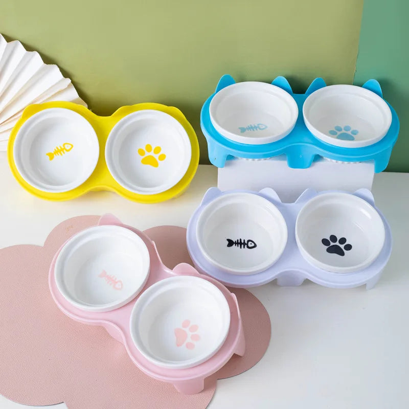 Pet Food and Water Bowl Set for Cats
