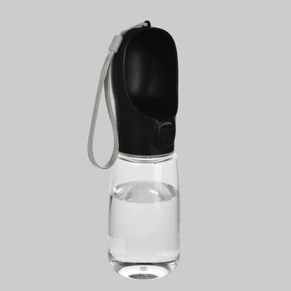 black Portable water bottle with a clear container for dogs travel small and big dispenser outdoor