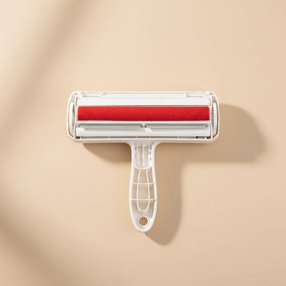 Red roller brush with white handle