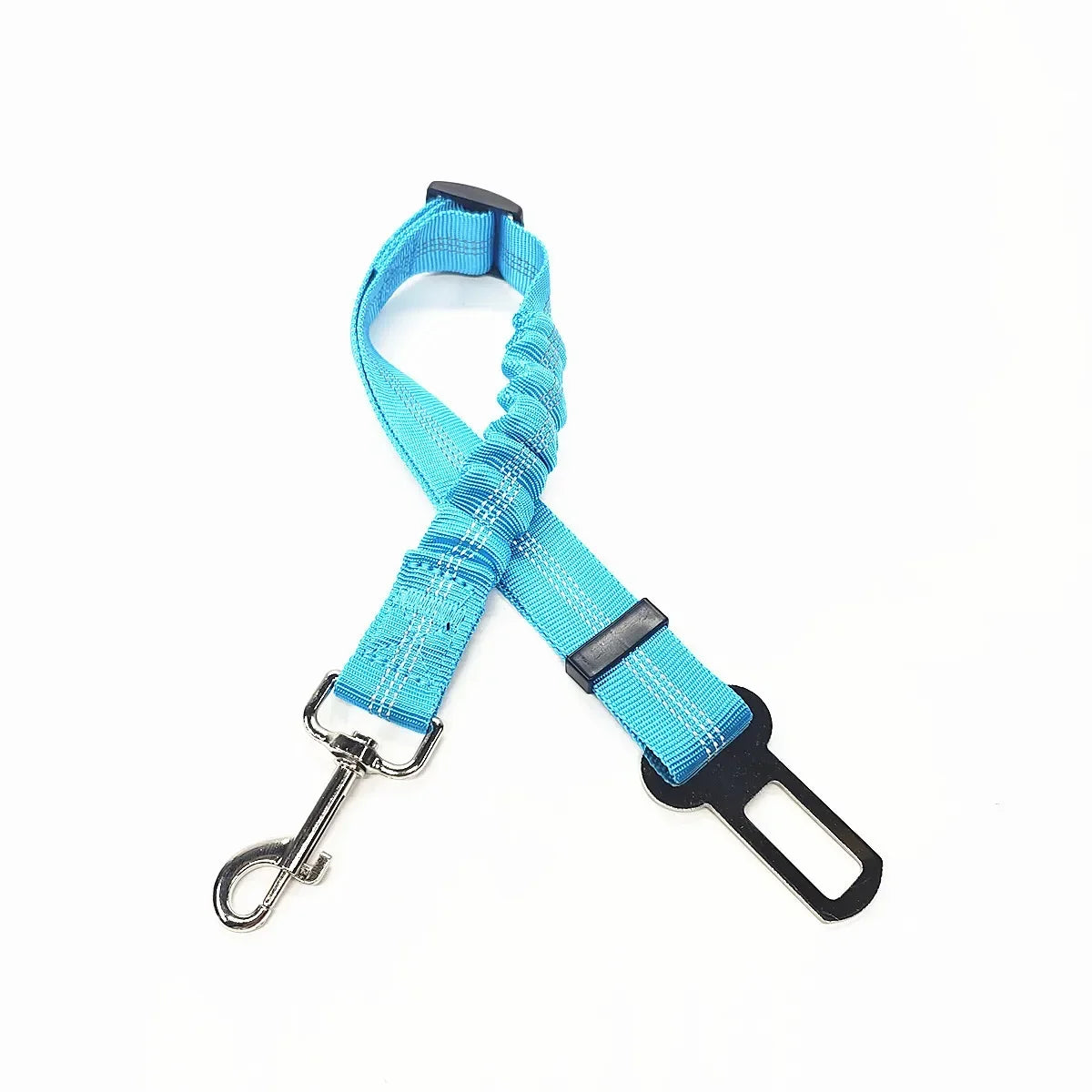 Blue dog leash with car clip