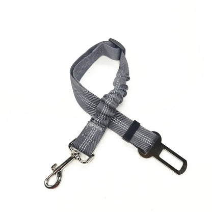 Gray plaid dog leash with a clip