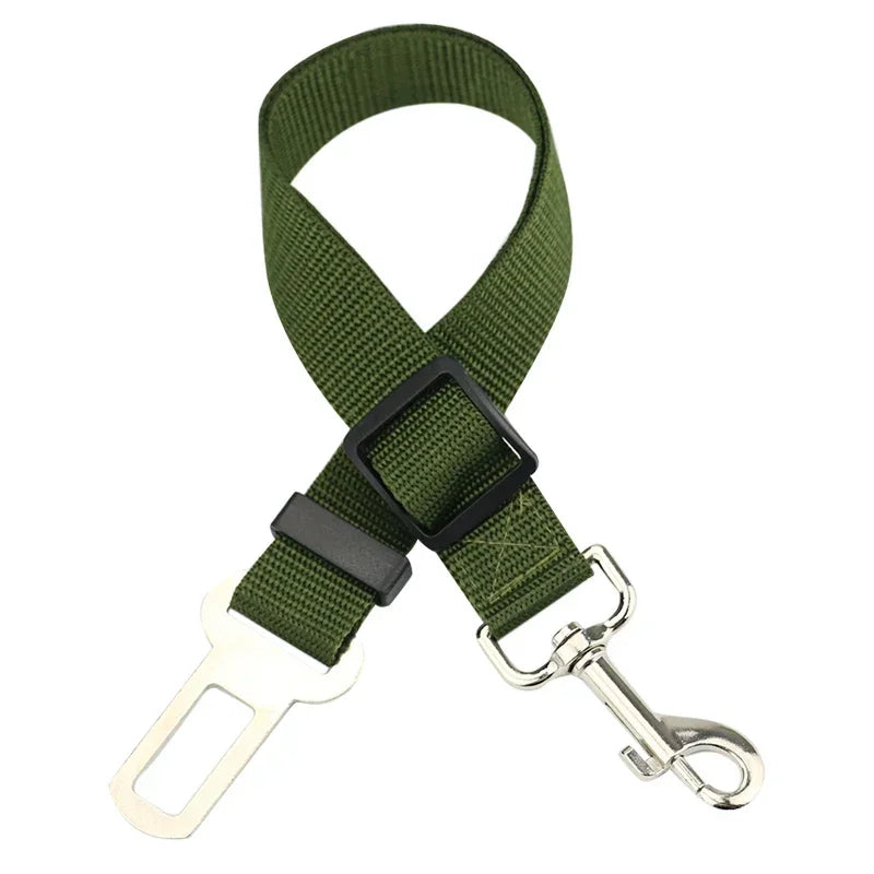 Green dog seat belt with clip 