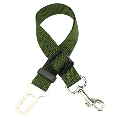 Green dog seat belt with clip 