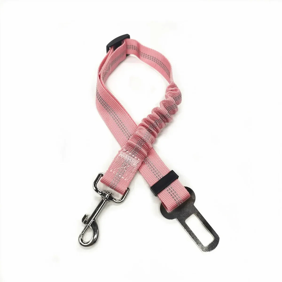 Pink dog car seat belt with metal clip