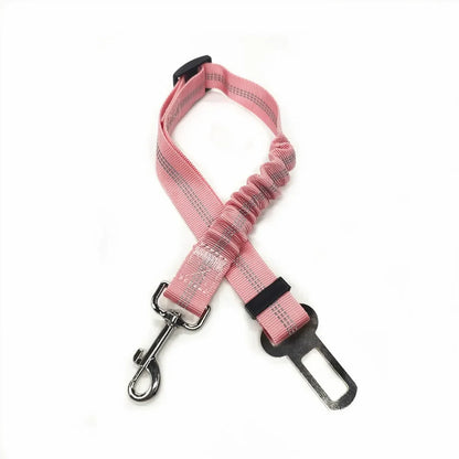 Pink dog car seat belt with metal clip