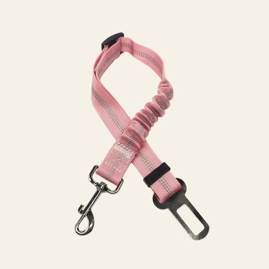 Pink dog car seat belt with metal clip