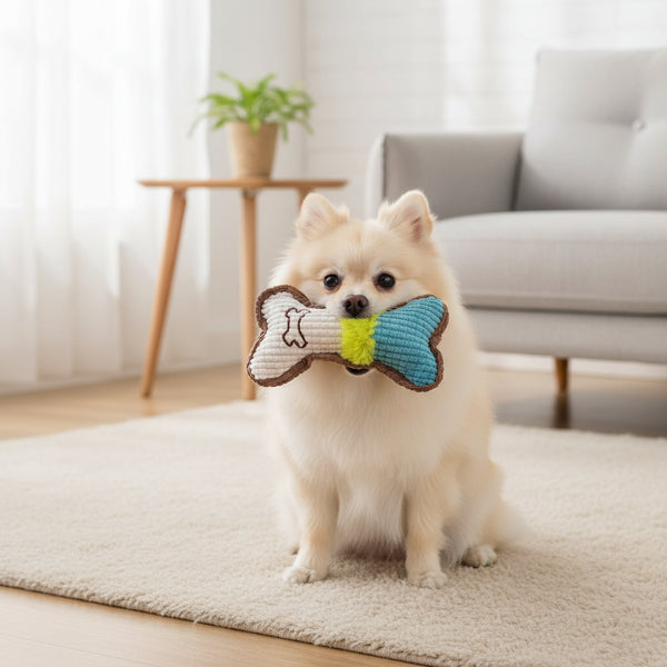 soft puppy chew toy squeaky bone design